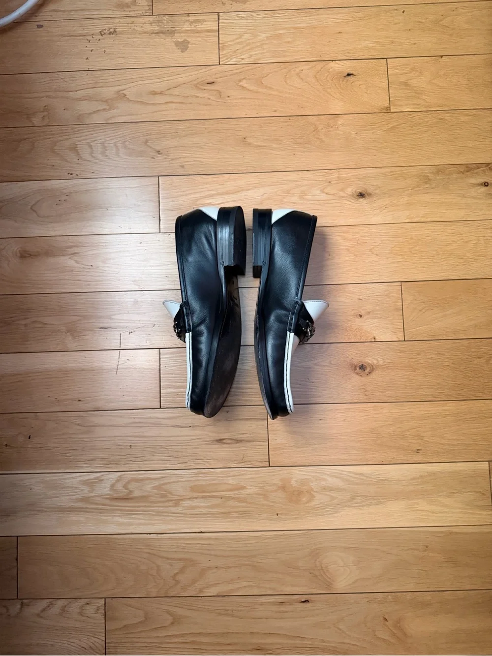 Roberto Cavalli Black and White Leather Loafers